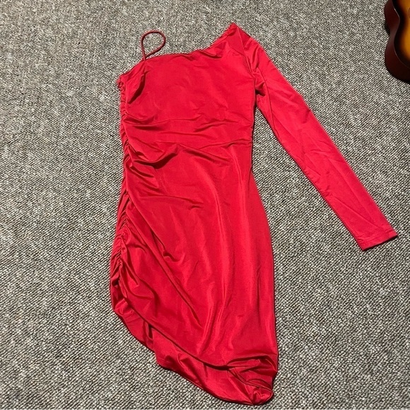 Superdown Brie One Sleeve Dress Hot Pink Revolve Small Z - Picture 6 of 7